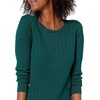 Amazon Essentials Women’s Lightweight Cable Knit Long Sleeve Sweater(Evergreen)