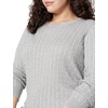 Amazon Essentials Women’s Lightweight Cable Knit Long Sleeve Sweater(Light Grey Heather)
