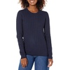 Amazon Essentials Women’s Lightweight Cable Knit Long Sleeve Sweater(Navy)