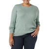 Amazon Essentials Women’s Lightweight Cable Knit Long Sleeve Sweater(Sage Green Heather)