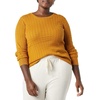 Amazon Essentials Women’s Lightweight Cable Knit Long Sleeve Sweater(Tobacco Brown)