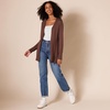 Amazon Essentials Women’s Lightweight Long-Sleeve Open-Front Long Cardigan Sweater, Regular Fit(Dark Chestnut Brown Heather)
