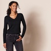 Amazon Essentials Women’s Lightweight Long-Sleeve V-Neck Cotton Sweater(Black)