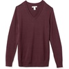 Amazon Essentials Women’s Lightweight Long-Sleeve V-Neck Cotton Sweater(Burgundy)