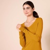 Amazon Essentials Women’s Lightweight Long-Sleeve V-Neck Sweater(Dark Golden Yellow)