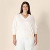 Amazon Essentials Women’s Lightweight Long-Sleeve V-Neck Sweater(Eggshell White)