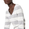 Amazon Essentials Women’s Lightweight Long-Sleeve V-Neck Sweater(Light Grey Heather White Rugby Stripe)