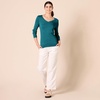 Amazon Essentials Women’s Lightweight Long-Sleeve V-Neck Sweater(Teal Heather)