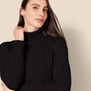 Amazon Essentials Women’s Long Sleeve Fisherman Cable Knit Turtleneck Sweater (Available in Plus Size)(Black)