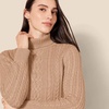 Amazon Essentials Women’s Long Sleeve Fisherman Cable Knit Turtleneck Sweater (Available in Plus Size)(Camel Heather)