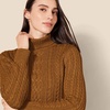 Amazon Essentials Women’s Long Sleeve Fisherman Cable Knit Turtleneck Sweater (Available in Plus Size)(Dark Chestnut Brown Heather)