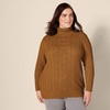 Amazon Essentials Women’s Long Sleeve Fisherman Cable Knit Turtleneck Sweater (Available in Plus Size)(Dark Chestnut Brown Heather)