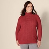 Amazon Essentials Women’s Long Sleeve Fisherman Cable Knit Turtleneck Sweater (Available in Plus Size)(Dark Red)