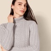 Amazon Essentials Women’s Long Sleeve Fisherman Cable Knit Turtleneck Sweater (Available in Plus Size)(Light Grey Heather)
