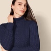 Amazon Essentials Women’s Long Sleeve Fisherman Cable Knit Turtleneck Sweater (Available in Plus Size)(Navy)