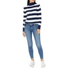 Amazon Essentials Women’s Long Sleeve Fisherman Cable Knit Turtleneck Sweater (Available in Plus Size)(Navy/White Stripe)