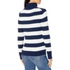Amazon Essentials Women’s Long Sleeve Fisherman Cable Knit Turtleneck Sweater (Available in Plus Size)(Navy/White Stripe)
