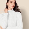 Amazon Essentials Women’s Long Sleeve Fisherman Cable Knit Turtleneck Sweater (Available in Plus Size)(White)