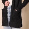 Amazon Essentials Women’s Long-Sleeve Jersey Stitch Open-Front Cardigan(Black Heather)