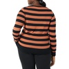 Amazon Essentials Women’s Long-Sleeve Lightweight Crewneck Sweater, Flattering (Available in Plus Size)(Black Caramel Rugby Stripe)
