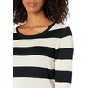 Amazon Essentials Women’s Long-Sleeve Lightweight Crewneck Sweater, Flattering (Available in Plus Size)(Black Oatmeal Heather Rugby Stripe)