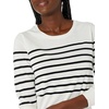 Amazon Essentials Women’s Long-Sleeve Lightweight Crewneck Sweater, Flattering (Available in Plus Size)(Black White Placed Stripe)