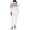 Amazon Essentials Women’s Long-Sleeve Lightweight Crewneck Sweater, Flattering (Available in Plus Size)(Black White Placed Stripe)