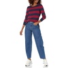 Amazon Essentials Women’s Long-Sleeve Lightweight Crewneck Sweater, Flattering (Available in Plus Size)(Burgundy Navy Rugby Stripe)