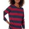 Amazon Essentials Women’s Long-Sleeve Lightweight Crewneck Sweater, Flattering (Available in Plus Size)(Burgundy Navy Rugby Stripe)