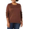 Amazon Essentials Women’s Long-Sleeve Lightweight Crewneck Sweater, Flattering (Available in Plus Size)(Dark Chestnut Brown)