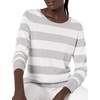 Amazon Essentials Women’s Long-Sleeve Lightweight Crewneck Sweater, Flattering (Available in Plus Size)(Light Grey Heather Stripe)