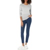 Amazon Essentials Women’s Long-Sleeve Lightweight Crewneck Sweater, Flattering (Available in Plus Size)(Light Grey Heather White Placed Stripe)