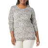 Amazon Essentials Women’s Long-Sleeve Lightweight Crewneck Sweater, Flattering (Available in Plus Size)(White Cheetah Print)