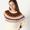 Amazon Essentials Women’s Oversized-Fit Fair Isle Crewneck Sweater, Heavyweight Cotton-Blend, Raglan Sleeves, Ribbed Trim(Cream Caramel Chevron Knit)