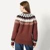 Amazon Essentials Women’s Oversized-Fit Fair Isle Crewneck Sweater, Heavyweight Cotton-Blend, Raglan Sleeves, Ribbed Trim(Dark Brown Mint Green Chevron)