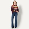 Amazon Essentials Women’s Oversized-Fit Fair Isle Crewneck Sweater, Heavyweight Cotton-Blend, Raglan Sleeves, Ribbed Trim(Dark Burgundy Cream Chevron Knit)