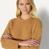 Amazon Essentials Women’s Oversized-Fit Faux Mohair Crewneck Sweater(Camel Heather)