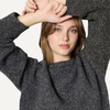 Amazon Essentials Women’s Oversized-Fit Faux Mohair Crewneck Sweater(Charcoal Heather)