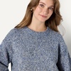Amazon Essentials Women’s Oversized-Fit Heavyweight Cotton Blend Crewneck Sweater, Multi-Color, Ribbed(Bright Blue Marl)