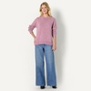Amazon Essentials Women’s Oversized-Fit Heavyweight Cotton Blend Crewneck Sweater, Multi-Color, Ribbed(Fuchsia Marl)