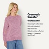 Amazon Essentials Women’s Oversized-Fit Heavyweight Cotton Blend Crewneck Sweater, Multi-Color, Ribbed(Fuchsia Marl)