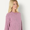 Amazon Essentials Women’s Oversized-Fit Heavyweight Cotton Blend Crewneck Sweater, Multi-Color, Ribbed(Fuchsia Marl)