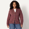 Amazon Essentials Women’s Oversized-Fit Multi-Color Heavyweight Cotton Blend Button-Up Cardigan with Deep V-Neckline(Burgundy Marl)
