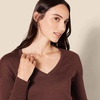 Amazon Essentials Women’s Regular Fit Lightweight V-Neck Tunic Sweater, Long Sleeve(Dark Chestnut Brown Heather)