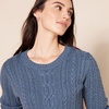 Amazon Essentials Women’s Regular Fit Soft Cotton Cable Knit Ribbed Crewneck Sweater (Available in Plus Size)(Blue Heather)
