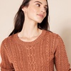Amazon Essentials Women’s Regular Fit Soft Cotton Cable Knit Ribbed Crewneck Sweater (Available in Plus Size)(Caramel)