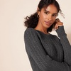 Amazon Essentials Women’s Regular Fit Soft Cotton Cable Knit Ribbed Crewneck Sweater (Available in Plus Size)(Charcoal Heather)