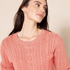 Amazon Essentials Women’s Regular Fit Soft Cotton Cable Knit Ribbed Crewneck Sweater (Available in Plus Size)(Coral Pink)