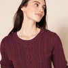 Amazon Essentials Women’s Regular Fit Soft Cotton Cable Knit Ribbed Crewneck Sweater (Available in Plus Size)(Dark Burgundy)