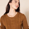 Amazon Essentials Women’s Regular Fit Soft Cotton Cable Knit Ribbed Crewneck Sweater (Available in Plus Size)(Dark Chestnut Brown Heather)